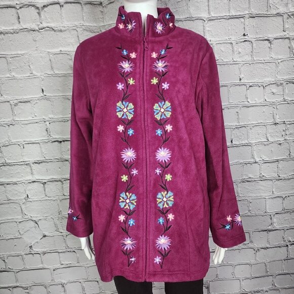 Susan Graver Microfiber Magenta Embroidered Shirt Jacket, Women's Small, NWT - Picture 11 of 11